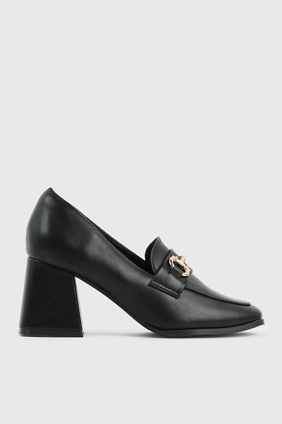 Ardene High Heel Loafers in Black | Size | Faux Leather