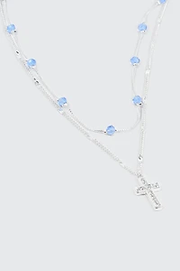 Collier deux rangs à croix et billes