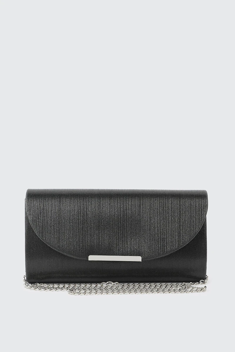 Ardene Shiny Envelope Clutch in Black | Polyester