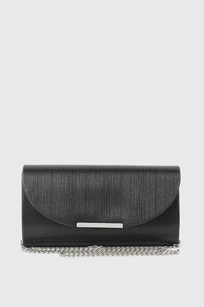 Ardene Shiny Envelope Clutch in Black | Polyester