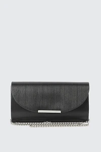 Ardene Shiny Envelope Clutch in Black | Polyester