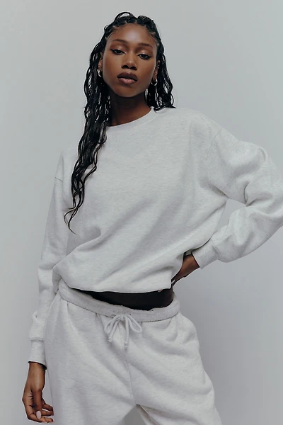 Ardene MADESOFT Fleece Crew Neck Sweatshirt in Fog Grey | Size | Polyester/Cotton | Eco-Conscious