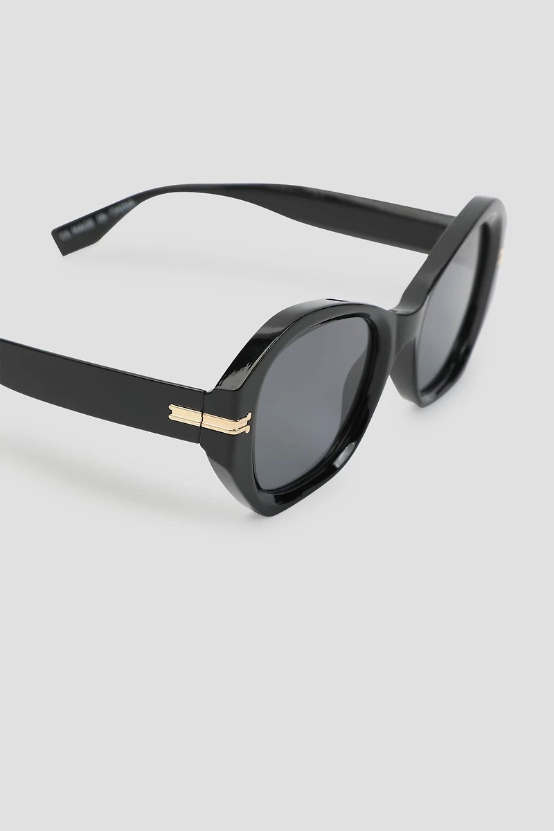 Lunettes de soleil rondes à détails métalliques