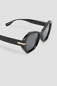 Lunettes de soleil rondes à détails métalliques