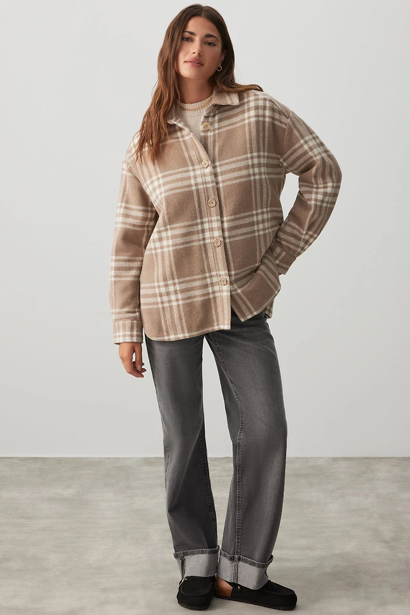 Veste-chemise ample à carreaux