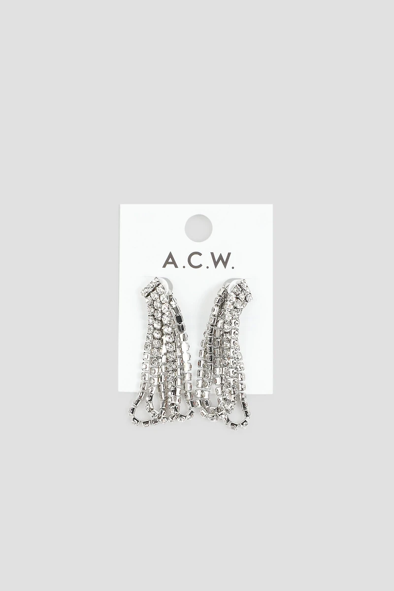 Boucles d'oreilles trois rangs de pierres A.C.W.