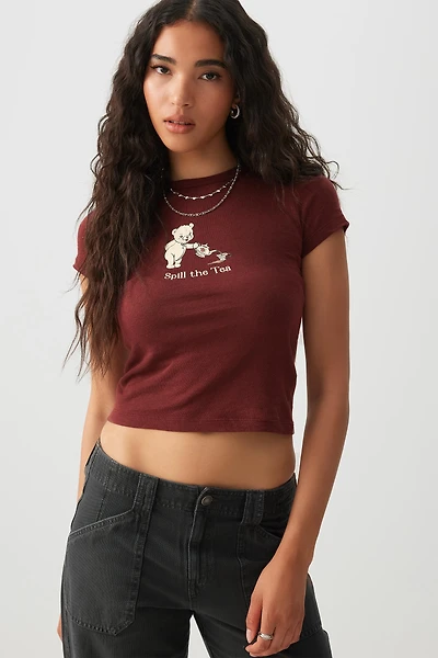 Ardene Crop Graphic T-Shirt in | Size | 100% Cotton