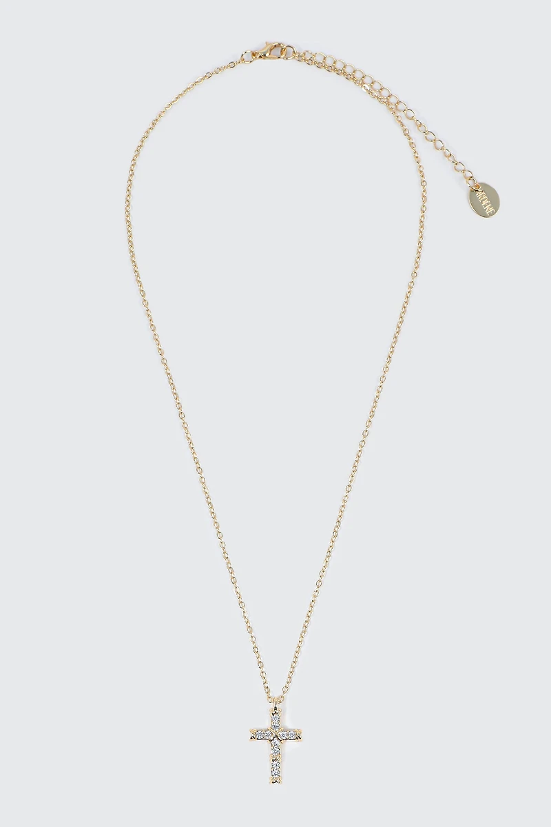 Collier croix plaqué or 14K