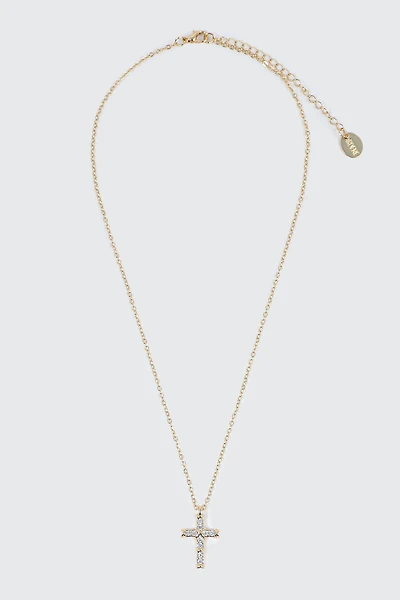 Collier croix plaqué or 14K