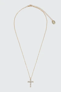 Collier croix plaqué or 14K