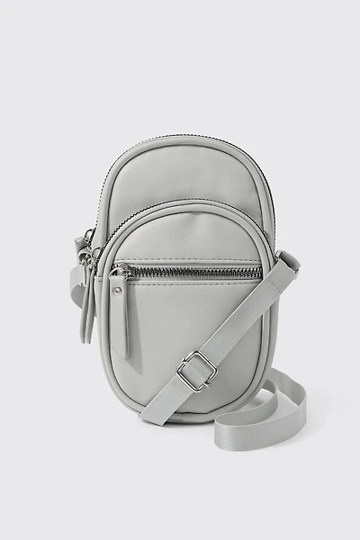 Ardene Faux Leather Phone Bag in Grey | 100% Recycled Polyester/Faux Leather | Eco-Conscious