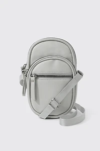 Ardene Faux Leather Phone Bag in Grey | 100% Recycled Polyester/Faux Leather | Eco-Conscious