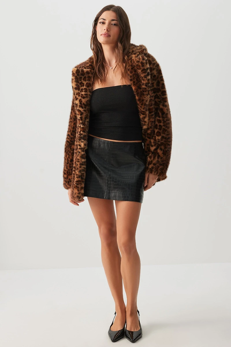 Microjupe embossée croco