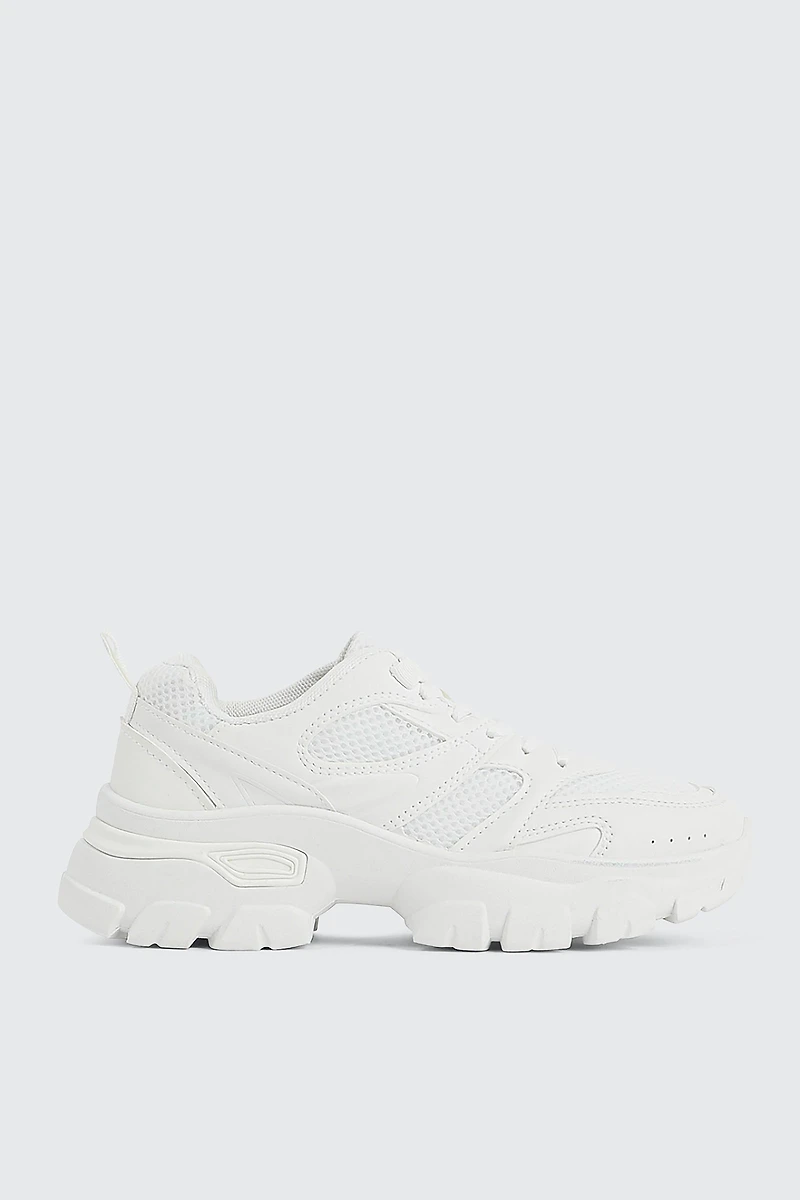 Ardene Chunky Hiker Sneakers in White | Size | Eco-Conscious