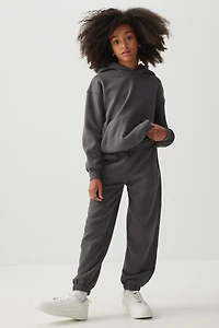 Ardene Kids Solid Sweatpants in Dark Grey | Size | Polyester/Cotton | Fleece-Lined