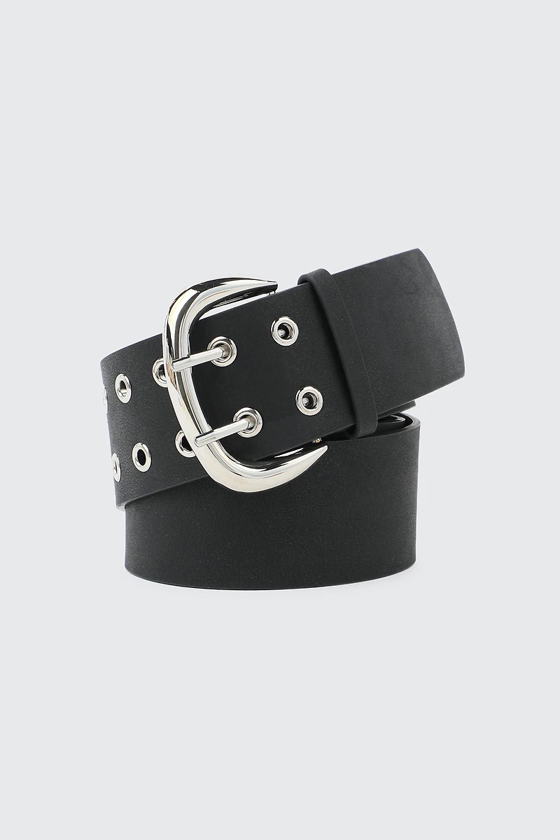 Ardene Eyelet Belt in Black | Size | Faux Leather