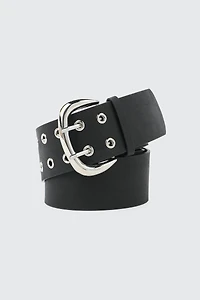 Ardene Eyelet Belt in Black | Size | Faux Leather