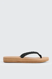 Ardene Braided Flip-Flops Sandals in Black | Size