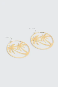 Ardene Palm Trees Hoop Earrings in Gold | Stainless Steel