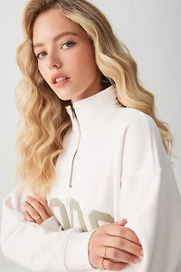 Chandail ample à demi-glissière broderie