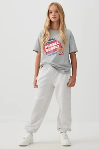 Ardene Kids Solid Sweatpants in Light Grey | Size | Polyester/Cotton | Fleece-Lined