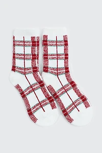 Ardene Plaid Cozy Socks | Polyester/Spandex