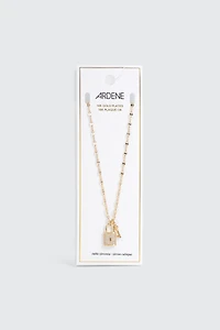 Collier à pendentif cadenas plaqué or 14K