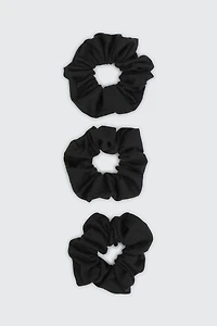 Ardene 3-Pack Solid Scrunchies in Black | Polyester