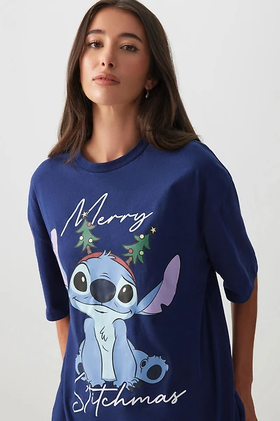 Ardene Oversized Stitch T-Shirt in Blue | Size | 100% Cotton