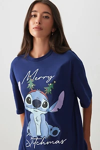 Ardene Oversized Stitch T-Shirt in Blue | Size | 100% Cotton