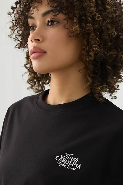 Ardene Oversized Graphic T-Shirt in Black Licorice | Size Small | Cotton | Eco-Conscious