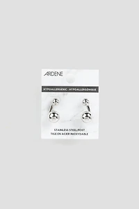 Ardene Double Ball Jacket Earrings in Silver | Stainless Steel