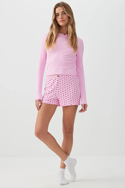 Short de pyjama côtelé en tissu HUSHKNIT