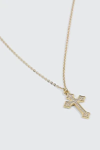 Collier croix plaqué or 14K