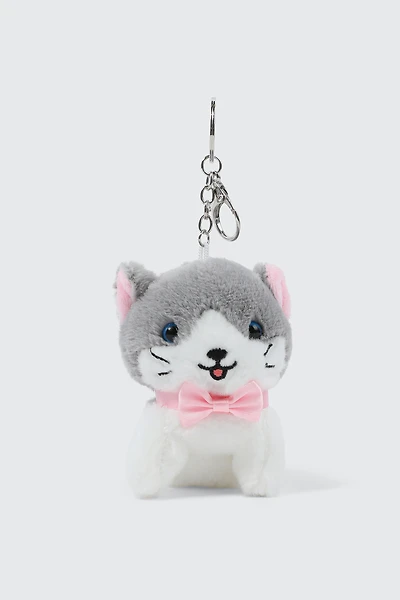 Ardene Plushie Cat Bag Charm in Grey