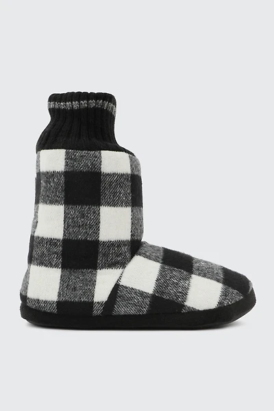 Ardene Man Plaid Bootie Slippers For Men in Black | Size | Eco-Conscious