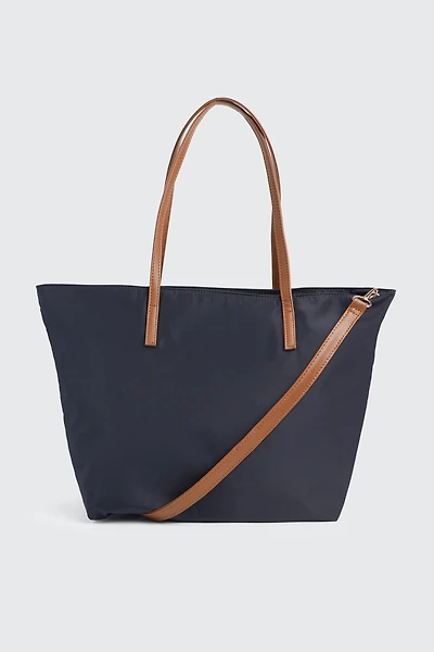Ardene Nylon Tote Bag in Dark Blue | Faux Leather/Polyester | Eco-Conscious