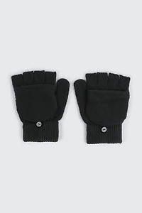 Ardene Convertible Mittens in Black | Polyester
