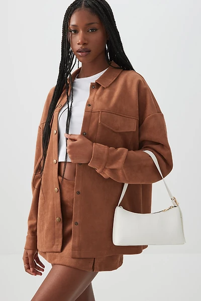 Ardene Faux Leather Shoulder Bag in White | Faux Leather/Polyester