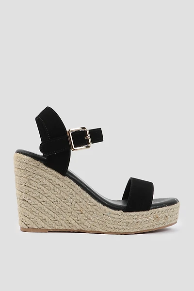 Sandales à talons compensés en jute