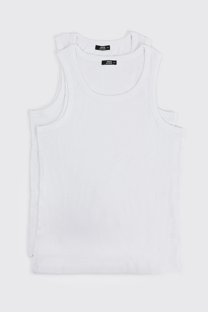 Lot de 2 camisoles côtelées