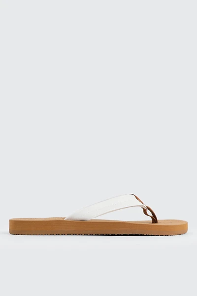Ardene Flip-Flops with Embossed Sole Sandals in White | Size