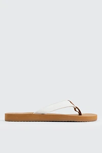 Ardene Flip-Flops with Embossed Sole Sandals in White | Size