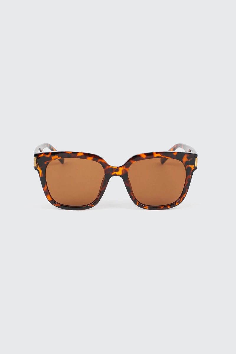 Ardene Square Sunglasses with Temple Detail in Brown
