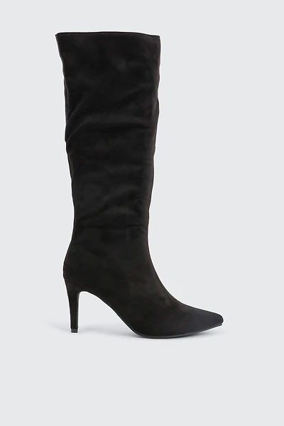 Ardene Tall Stilleto Boots in Black | Size | Faux Leather/Faux Suede