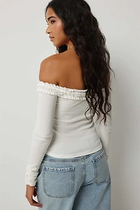 Haut épaules dénudées à froufous