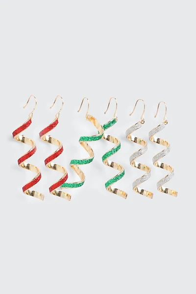Ardene 3-Pack Ribbon Twirl Earrings | Stainless Steel