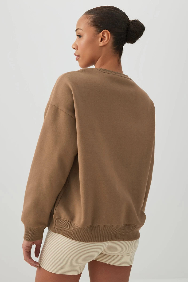 Chandail court en molleton à col rond