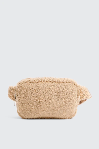 Ardene Sherpa Fanny Pack in Beige | 100% Recycled Polyester | Eco-Conscious