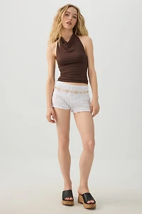 Short froncé à taille haute